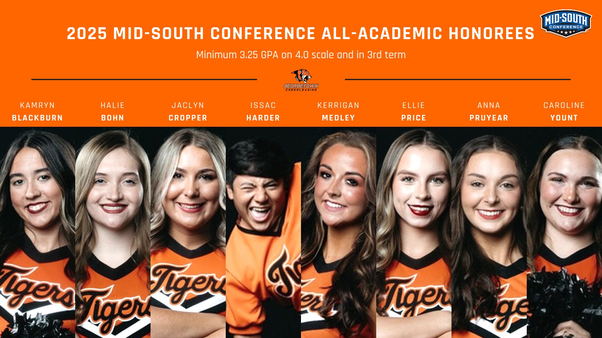 Cheer has 8 named MSC All-Academic