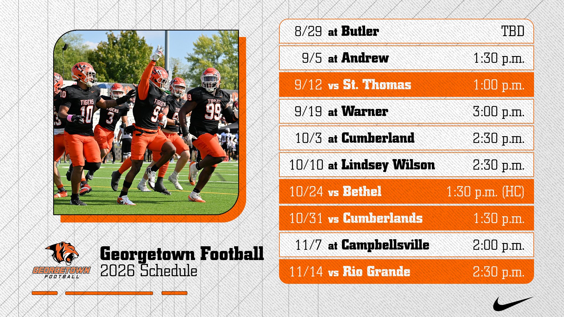 Tigers Announce 2026 Schedule