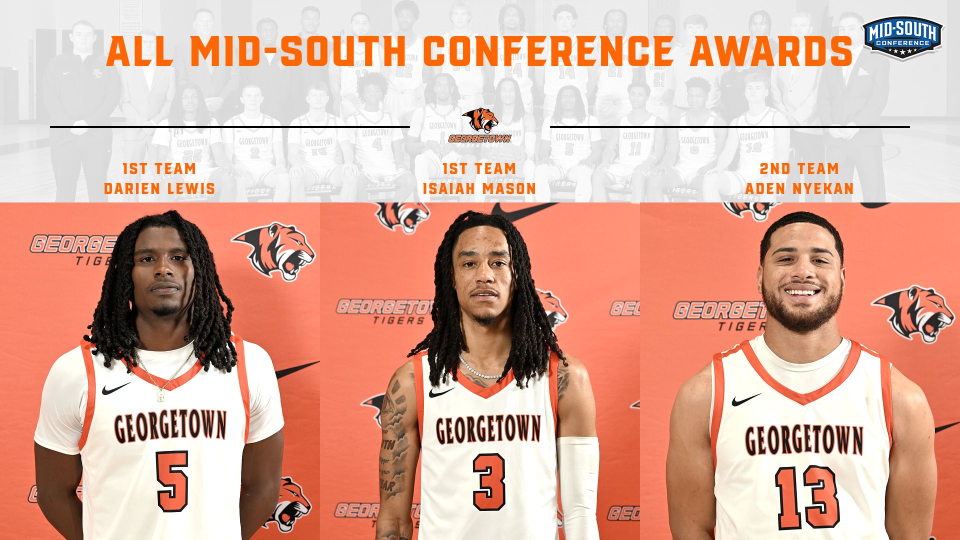 Lewis, Mason and Nyekan Selected to Mid-South All-Conference Teams