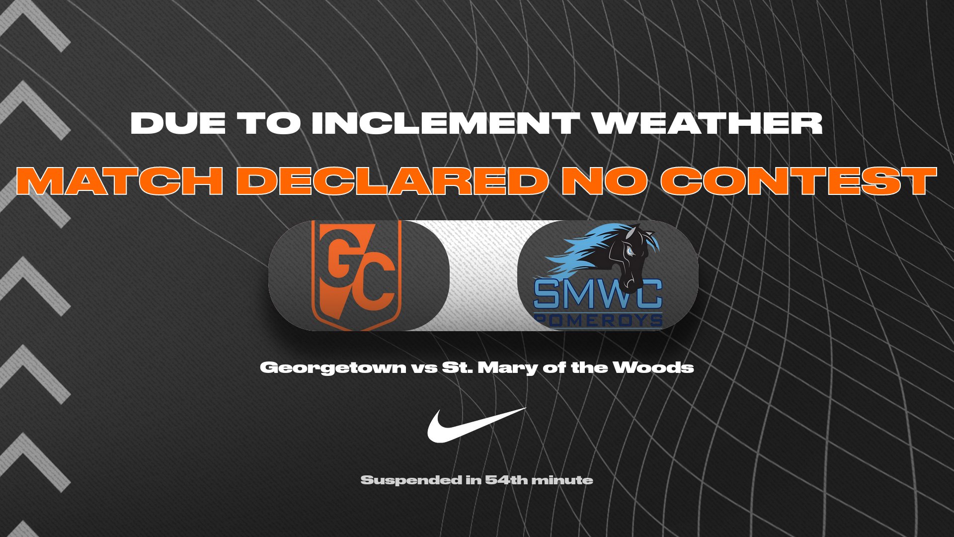 Men's Soccer vs St. Mary of the Woods suspended