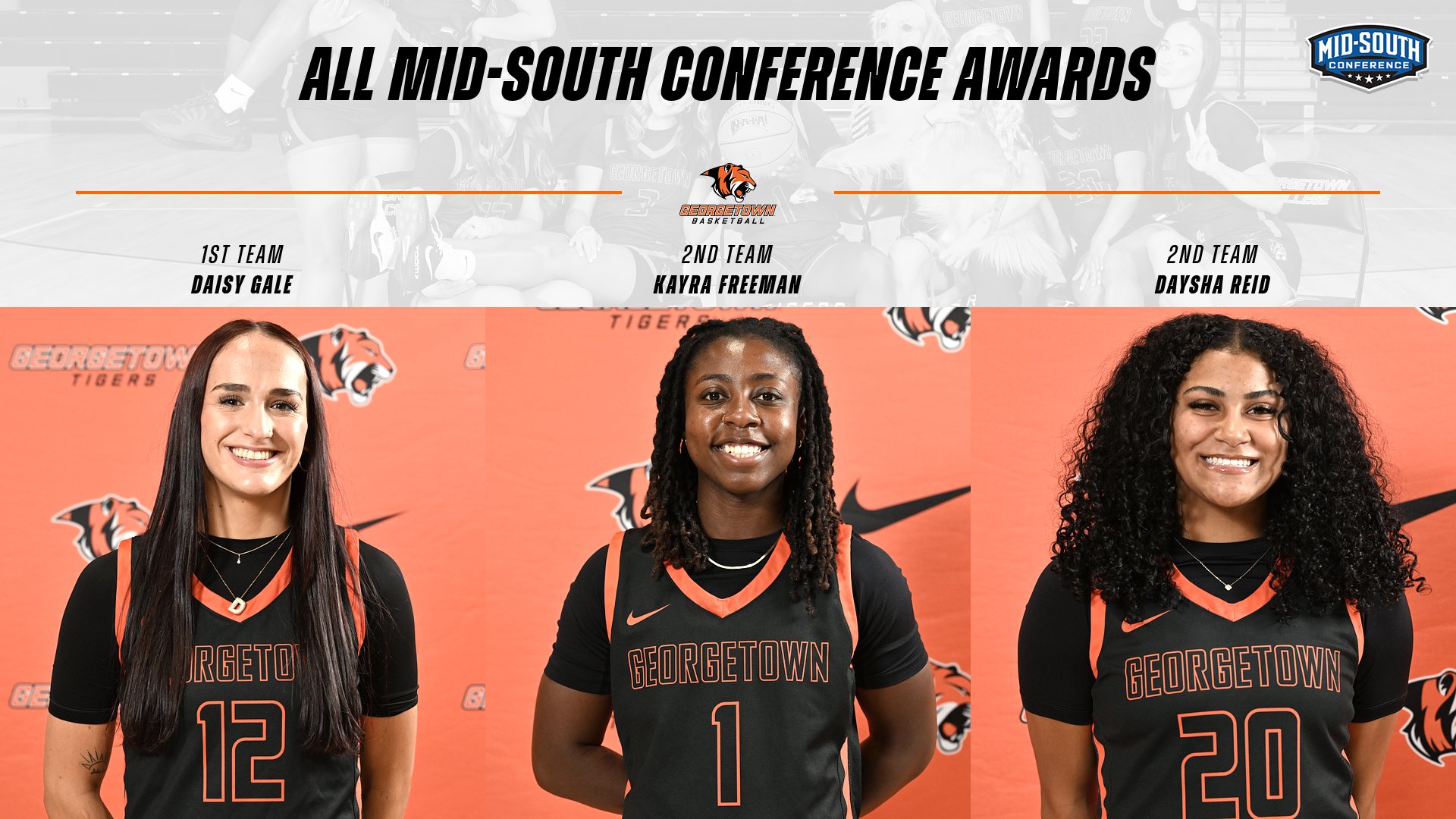 Gale, Freeman, Reid Named to Mid-South All-Conference Teams