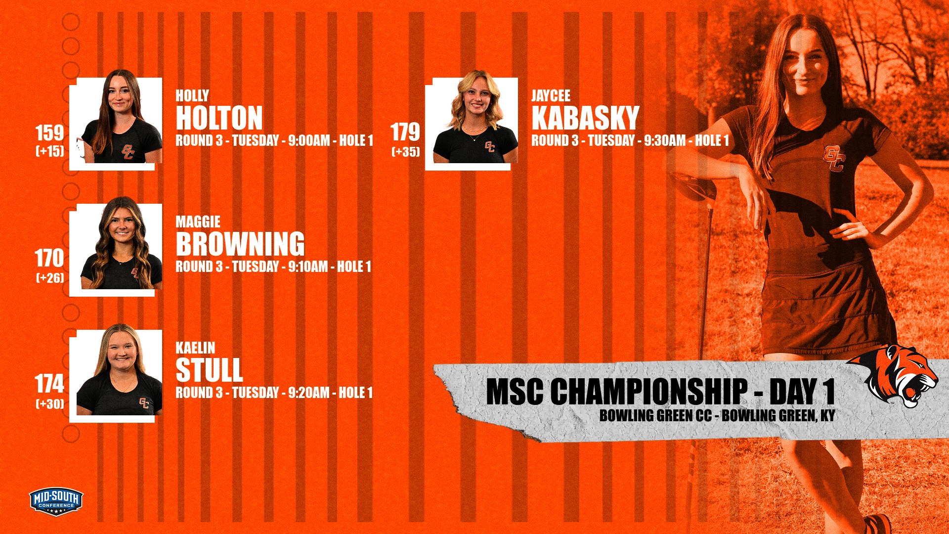 Holly Holton leads Tigers on Day 1 of MSC Championship